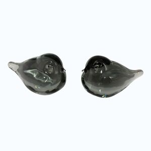 Unmarked Bird Figurine Unisex OS Smoky Gray Good Vintage Art Glass MCM Pair